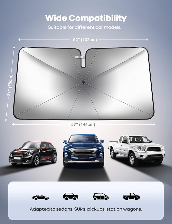 وداعاً للمقاعد الحارقة والمقود الساخن! ☀️ Keeps Your Car Cool &  Protects Interior from UV Damage